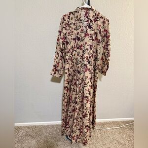 100% Cotton Floral Long Sleeve Maxi Dress